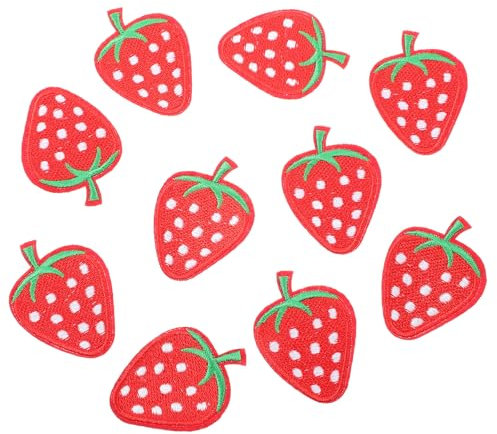 10pcs Erdbeer Bügelbild für Textilien,Mabor Erdbeere Bügelbilder Patches zum Aufbügeln Niedliche Erdbeer Deko Kleine Gestickte Aufnäher Bekleidung DIY Hüte Jeans Jacken Hosen Schuhe Verwendet Werden
