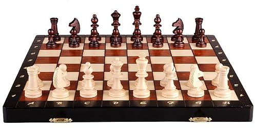 Abio Schachspiel MAGNETISCH Turnier 3 35x35cm Holz Schachbrett Hochwertig Klappbare Brettspiele Schach Spiel Reisespiele Set Spiele für Erwachsene Chess Board MAGNETISCH Turnier 3 140B