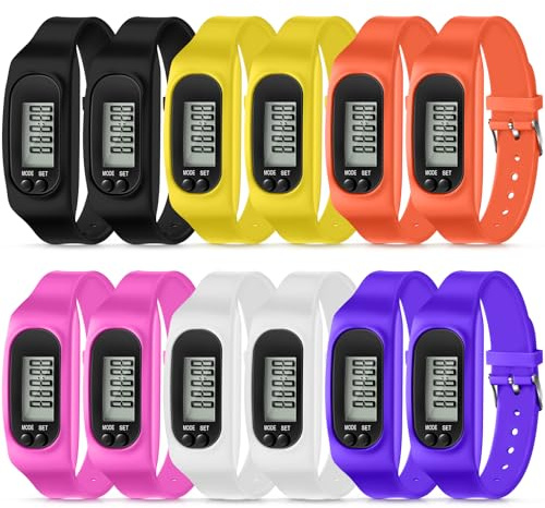 Geyoga Silicone Fitness Tracker Watch 6 Pcs Walking Running Pedometer Calorie Burning and Step Counting Bracelet Steps Pedometer Watch for Walking Men Women Adults