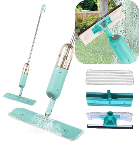 ARSUK Mopa Spray 2 en 1 con Limpiacristales | Sistema de Limpieza de Microfibra con DEPÓsito Recargable | para Suelos, Azulejos, Ventanas y Cristales