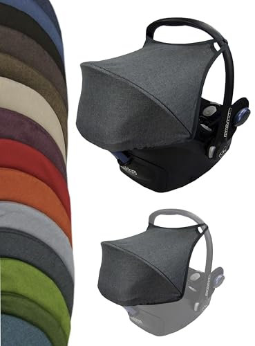 Sonnenverdeck Sonnendach [Sonnenschutz für Babyschale] kompatibel mit Maxi Cosi Cabrio Fix Gruppe 0 + GP (meliert dunkelgrau)