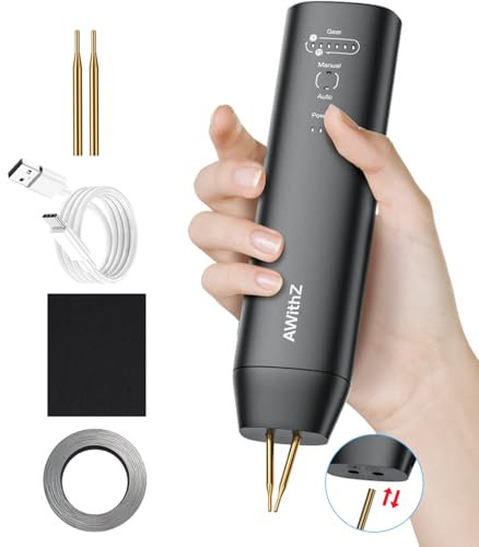 Saldatrice a Punti per Batterie,AWithZ Saldatrice a Punti H1, con ago di saldatura sostitutivo, modalità automatica e manuale per pacchi batteria 18650 fai da te