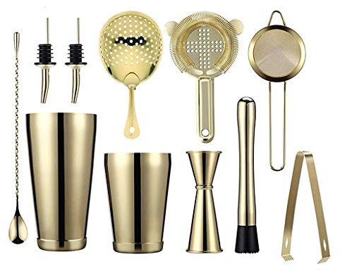 2020 Recién Llegados Kit De 11 Piezas Cocktail Shaker Shaker Barware Set Incluye Stir Bar Bartenders Herramientas Cocktail(black-Blue Exorcist1)