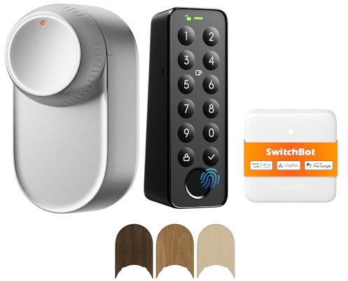 SwitchBot Lock Ultra, Cerradura Inteligente WiFi con Teclado De Pantalla Táctil, Huella Dactilar, Cerradura Electrónica con Batería Recargable, Compatible con Cilindro Europeo, Matter/Alexa/Google