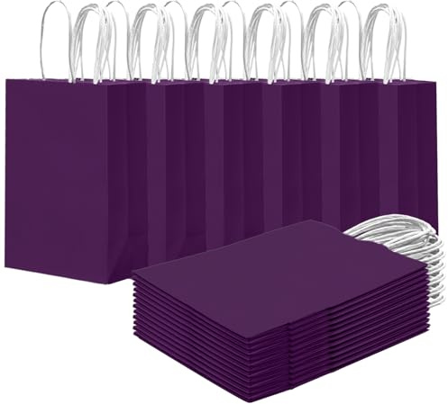 Gcardist 24PCS kleine Geschenk-Tasche mit Griffen Bulk 8.3x6 x3Inch Geschenk-Taschen Kardamom lila Taschen mehrere Verwendungen (15x8x21cm,kleine Größe)