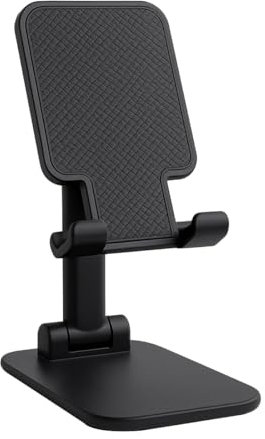 Visiodirect Support Portable Téléphone-Tablette avec Hauteur Angle Réglable et Pliable Noir pour Apple,Samsung,Xiaomi,Huawei,Oppo
