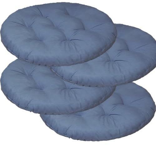 Mozzeilee Rundes Stuhlkissen, 40 x 40 cm, Set aus 2/4/6/8 Stück, Rattan-Sitzmatte für Outdoor-Möbel, für Wohnzimmer, Büro, Garten, Terrasse (Blau, 4 Stück)