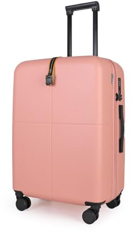 JLY Medium Check-in Suitcase, Spinner Wheels, Expandable, Blush Peach | TSA lock, X-strap, telescopic handle, foot studs, expandable zip for extra packing capacity, 4.03kg