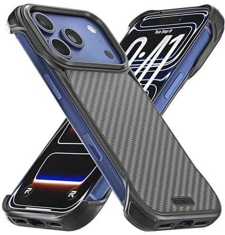 Rebel Schutzhülle für iPhone 17 Pro [Flex-Serie], freiliegende Seiten für Komfort, Aramidfaser, Starke MagSafe-kompatibel, stoßfeste Ecken, Metalllinse, schützendes rahmenloses Design, 6,3 Zoll (16,3
