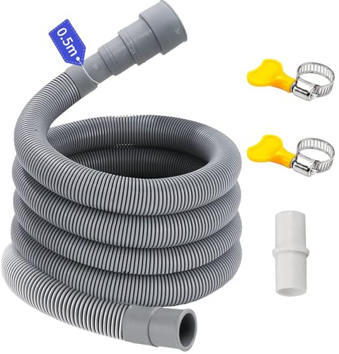 Ablaufschlauch Waschmaschine 0.5/1/1.5/2/2.5/3/4/5/6/7M | Passend für 4 Schnittstellengrößen, Waschmaschine Schlauch Abwasserschlauch Verlängerung Wasserleitung Sinken (0.5 M)