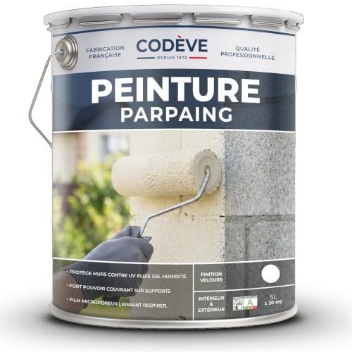 Peinture Parpaing - Codeve Bois/RAL 7039 - Gris quartz - 5L - Intérieur/extérieur - Pour La Protection D'un Mur Parpaing, Brique Ou Béton Cellulaire.