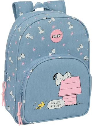 SNOOPY - Schulrucksack für Kinder, Kinderrucksack, anpassbar an Kinderwagen, ideal für Kinder im Schulalter, bequem und vielseitig, Qualität und Widerstandsfähigkeit, 26 x 11 x 34 cm
