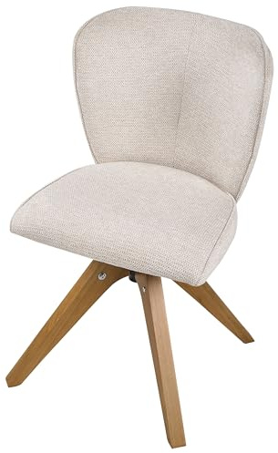 Esszimmerstuhl 2er Set Stoff hellbeige mit Holzbeinen braun drehbar Coso