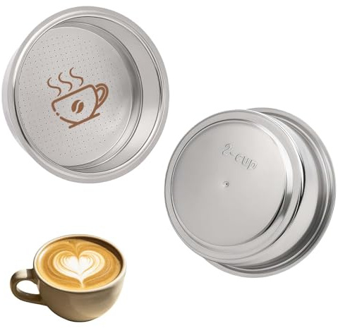 2 Pezzi Filtro Macchina Caffe, 51mm Filtro per Caffè in Acciaio Inossidabile, Riutilizzabile, Filtro Pressurizzato a Doppio Strato Compatibile con Macchine da Caffè Cecotec Ufesa Delonghi Breville