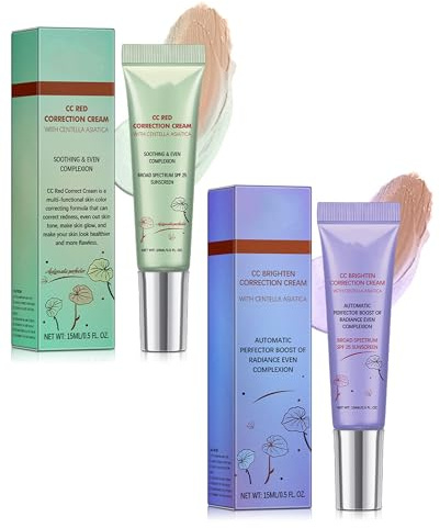 IPNSDON Crema Correttiva CC a Doppia Formula Verde e Viola per Neutralizzare Rossori e Tono Spento, Correttore Colorato con Acido Ialuronico, Primer Viso Leggero per Trucco Naturale e Pelle Luminosa