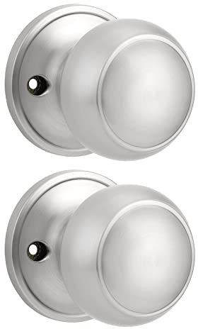 Probrico Brushed Nickel Dummy Door Knobs, Round Dummy Knobs on Rose, Stainless Steel Interior Door Knobs, 2 Pack