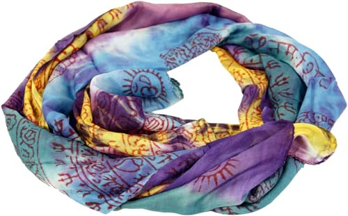 GURU SHOP Batiktuch, Batikschal, Benares Lungi, Batik Schal - Türkis/lila, Herren/Damen