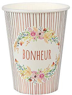 Santex 10 GOBELETS Carton Mariage Fleuri 27CL Multicolore