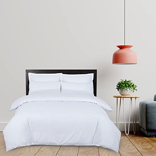 DTEX HOMES Duvet Cover Set 100% Pure Cotton Hotel Quality 800 Thread Count Duvet Set with Pillowcases Easy Care and Super Soft Luxury Bedding King Size Bedding Sets (White-King Size)
