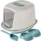 CAT CENTRE Jumbo Blue Kitten Hooded Litter Tray Durable Bundle Bowls Toilet Starter Set Kit Loo Carry Handle Carbon Filter
