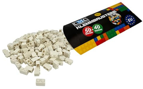 CMC imports 200 Klemmbausteine Briks Bausteine 1x2 Noppen 2 Noppen Kompatibel 35 Farben zur Auswahl! (713 Weiß)