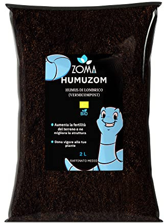 ZOMA HUMUZOM Humus Di Lombrico 100% Biologico Italiano - Fertilizante Organico Puro Che Contiene Gli Stessi Enzimi Di 50kg Di Stallatico Pellettato (2 LITRI)