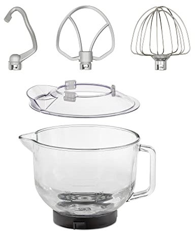 CASO Bol en verre avec poignée, bec verseur et graduation avec accessoires pour robot de cuisine KM 1800 Noir 4,5 l Passe au lave-vaisselle