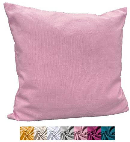 heimtexland ® Deko Kissenhülle Baumwolle Kissen Bezug Natur Dekokissen Typ849 Rosé 40x40 cm
