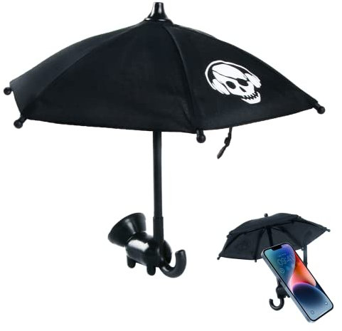 Taozoey Handy Regenschirm, Mobile Phone Holder with Sun Umbrella, Handy Sonnenschirm, Cell Phone Stand Umbrella, Sonnenschutz mit Saugnapfhalterung Handyhalterung (Schädel)
