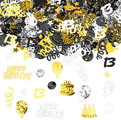 GoldRock Konfetti 13 Geburtstag Mädchen Jungen Deko, 500 Stk Streudeko 13. Geburtstag Mädchen Junge,Tischdeko 13 Geburtstag Gold,Geburtstagsdeko 13 Jahre Mädchen Geschenk,Happy Birthday Konfetti…