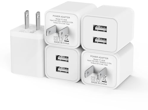 5Pack USB Wall Charger, iGENJUN 2.4A Dual USB Port Cube Power Plug Adapter Fast Phone Charger Block Charging Box Brick for iPhone 17/17 Pro/17 Pro Max/16, Samsung Galaxy, Pixel, LG, Android-White