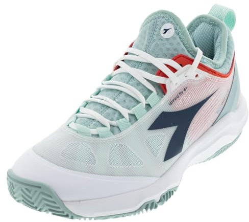 DIADORA Women`s Speed Blushield Fly 4 Clay Tennis Shoes White and Legion Blue