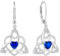 FJ Herz Keltischer Knoten Ohrringe Damen 925 Sterling Silber Hängend Ohrringe Saphir September Geburtsstein Ohrringe Irischer Glücksschmuck Geschenke für Frauen