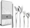 Besteck Set 4 Personen, 20-teiliges Edelstahl Besteckset, Elegantes Essbesteck mit Messer Gabel Löffel, Tafelbesteck Set für Haus/Küche/Restaurant, Hochglanzpoliert, Spülmaschinenfest