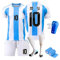 Fussball Trikot Kinder/Erwachsene Set, Nr.10 Fußball Training Skleidung，Schnell Trocknendes Atmungsaktives Fußballtrikot mit Fußball-T-Shirt (A, 152-160)