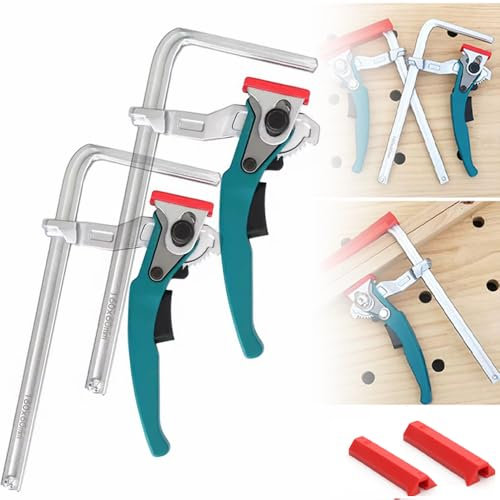 Serre Joint,Serre Joint Rail De Guidage,Serre Joint Menuisier,2 PCS avec mâchoires à cliquet et manchon en caoutchouc souple de la pince,gorge réglable jusqu'à 60 mm pour le meulage et la coupe