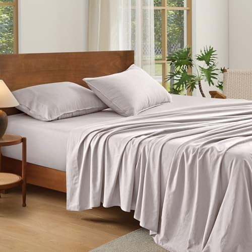 AGGBEERY 100% French Linen Sheets Queen Size Bed Sheets for Hot Sleepers