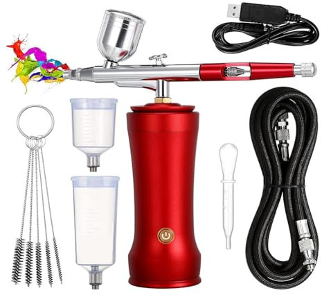 Agwuoetr Airbrush Kit with Compressor,30PSI Cordless AirbrushGun Kit with Air Hose Rechargeable Handheld Airbrush Set for Cake A