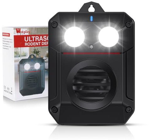 Wotplay Ultrason Souris Et Rats avec Lumière LED, Anti Souris Noir pour Cuisine Voiture et Jardin Extérieur