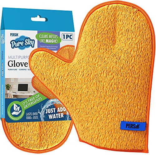Pure-Sky Microfiber Dusting MITT – ULTRA MICROFIBER Cleaning Cloth GLOVE – JUST ADD WATER No Detergents Needed – Use for Cleaning Furniture, Home Appliances, Screens, Electronics