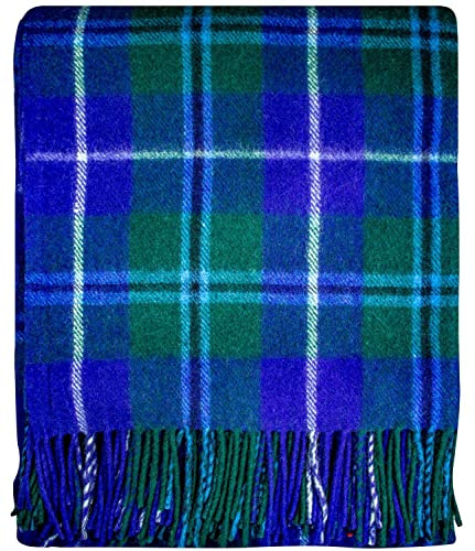 I LUV LTD Scottish Tartan Warm Wool Mix Throw Blanket Douglas Modern Knee Plaid Throws for Sofas Travel Wool Rug Throws and Blankets 182 cm x 152 cm