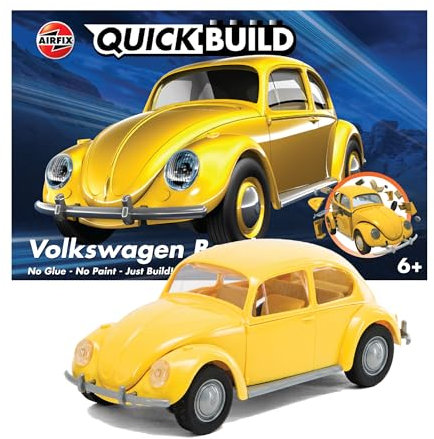 Airfix QUICKBUILD Model Car Kit - VW Beetle Yellow Car Building Kit for Kids 6+, Construction Toys for Boys & Girls, No Glue Model Making - Classic Car Gifts Plastic Model Kits
