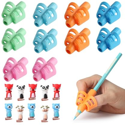 Mr. Pen- Pencil Grips for Handwriting, 20 PCS (10 Finger Grips+10 Clips), Pencil Holder, Grippers, Pen Grip