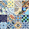 16 Mattonelle MISTE in ceramica smaltata. Pacco contenente 16 mattonelle decorate 15 X 15 cm spessore 0,6 cm - Mattonelle Tunisine realizzate con Serigrafia Artigianale. Adatte a rivestimento.