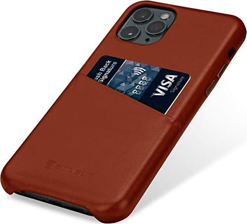 STILGUT Handyhülle kompatibel mit iPhone 11 Pro Hülle mit Kartenfach, Case aus Leder, Kartenhülle - Cognac