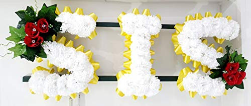 SIS Silk Artificial Funeral Flowers Name Tribute (Yellow)
