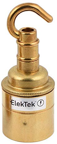 Douille patère ElekTek ES Edison à vis E27 et jupe lisse avec crochet accessoire Idéale pour les ampoules à filament vintage Laiton