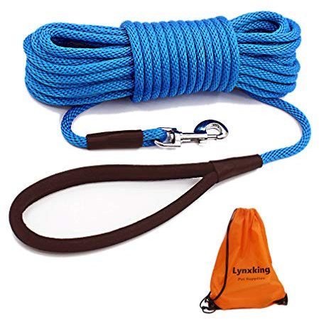 lynxking Hundeleine Schleppleine für Hunde Reflektierend Trainingsleine 9m Ausbildungsleine mit Karabinerhaken Nylon Lange Seil für kleine, mittelgroße große Hunde mit Griff Blau