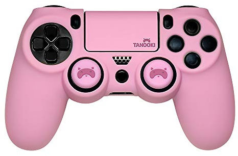 FRTEC - Combo Pack Tanooki, Protector Rígido + Grips + Pegatina Compatible con mando Playstation 4