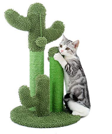 YUNDING Netter Kaktus-Haustier-Kratzbaum Mit Ballspielzeug Scratcher-Beiträge für Katzen Kätzchen Kletterbaum Katzenspielzeug Möbel Schützen(Color:EIN,Size:M.)